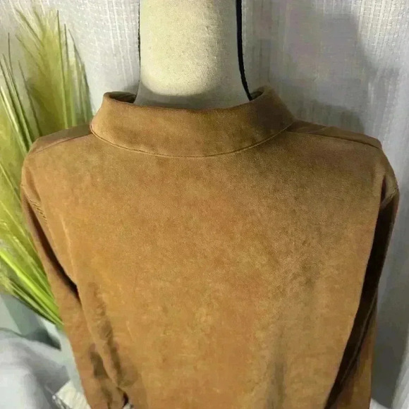 Bechamel Women’s Large Brown Suede Like Western Long Sleeve Button Up Top - Picture 6 of 10